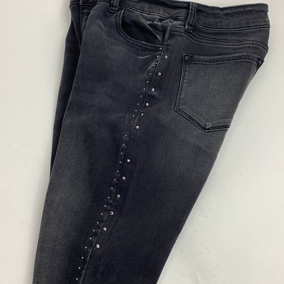 KanCan Faded Black Distressed Side Studs Raw Hem Jeans Sz 11/29 Stretch - Picture 15 of 16